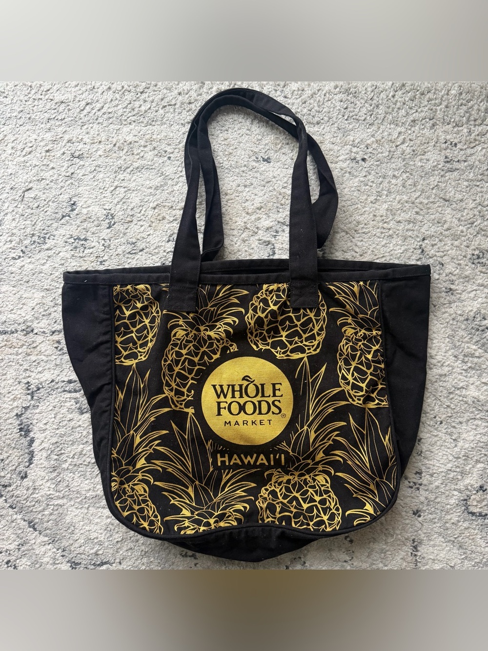 Whole Foods Hawaii Exclusive Tag Aloha Co. Tote Bag Pineapple Black Gold